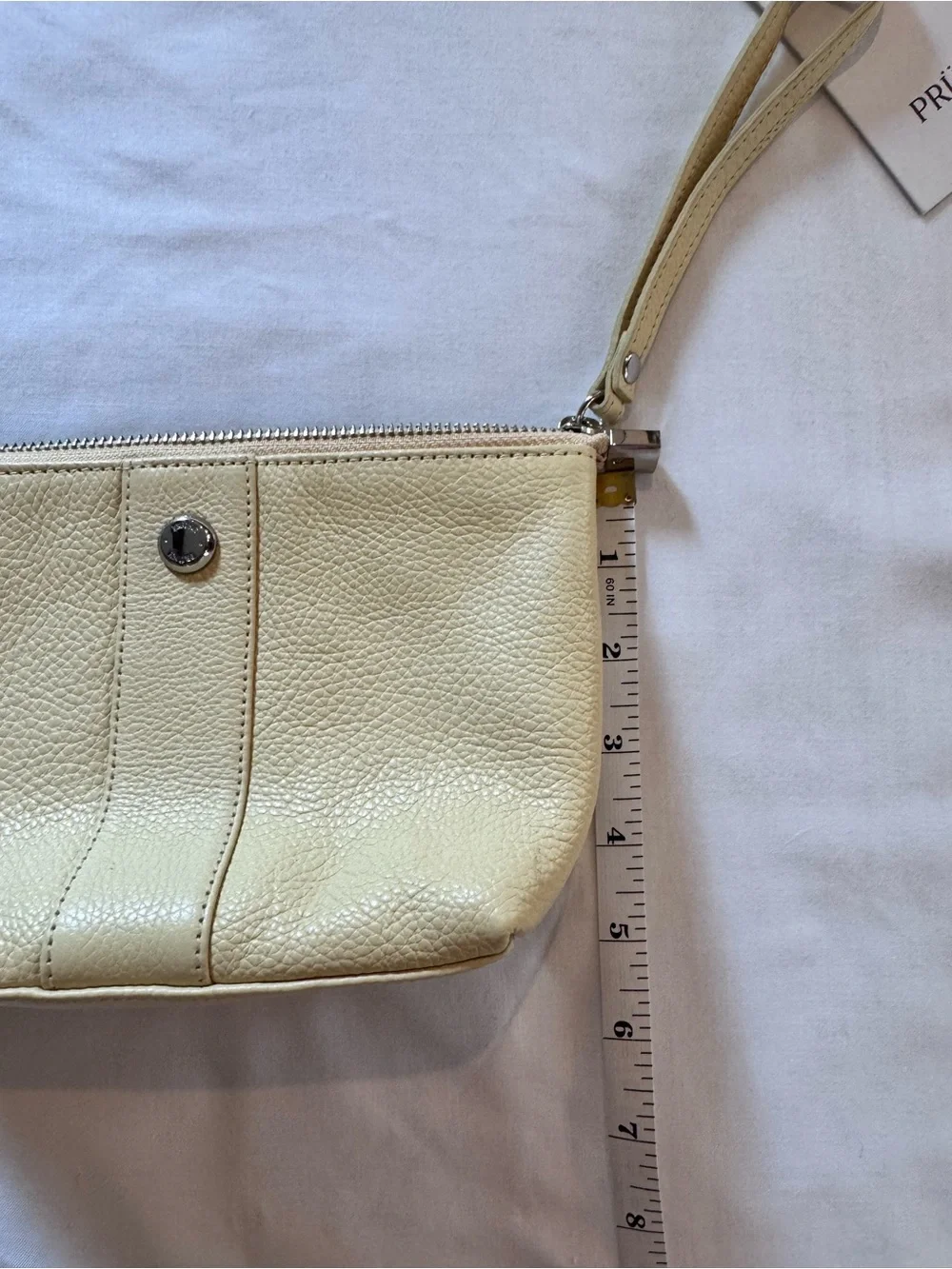 NWT Prüne Leather Makeup Bag / Clutch / Pouch, in Butter Yellow with Dust Bag